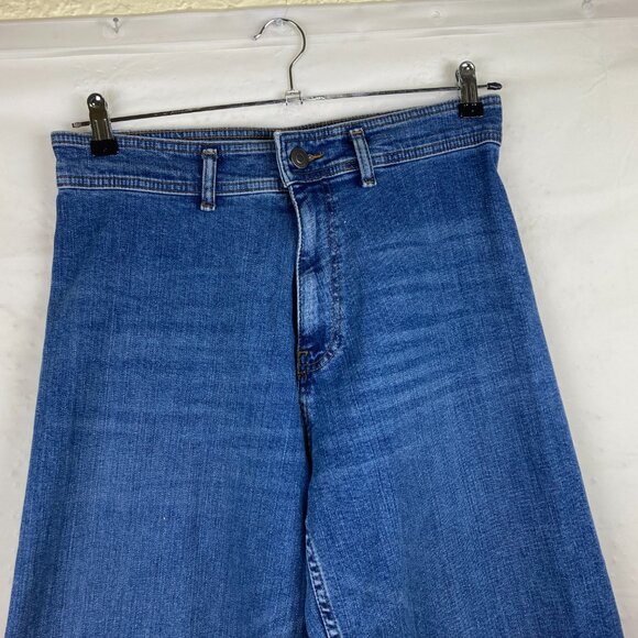 Zara baggy Wide Leg Womens Sz 10 Raw Hem High Rise Jeans Grunge Boho - Picture 3 of 6